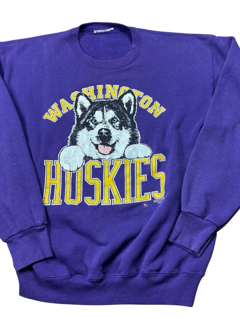 Vintage Washington Huskies 1988 purple and gold crewneck USA made SZ Medium - Picture 4 of 5